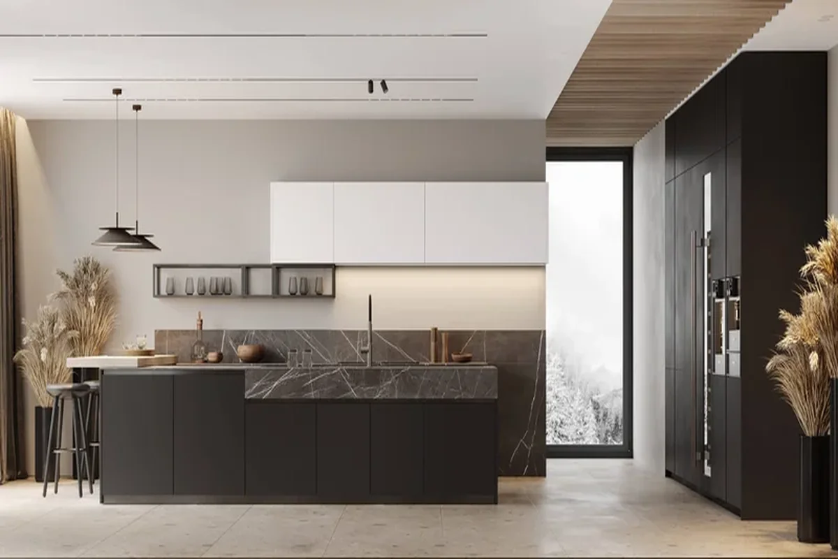 KITWOOD EIGHTEEN two-tone kitchen with recessed LED cove lighting