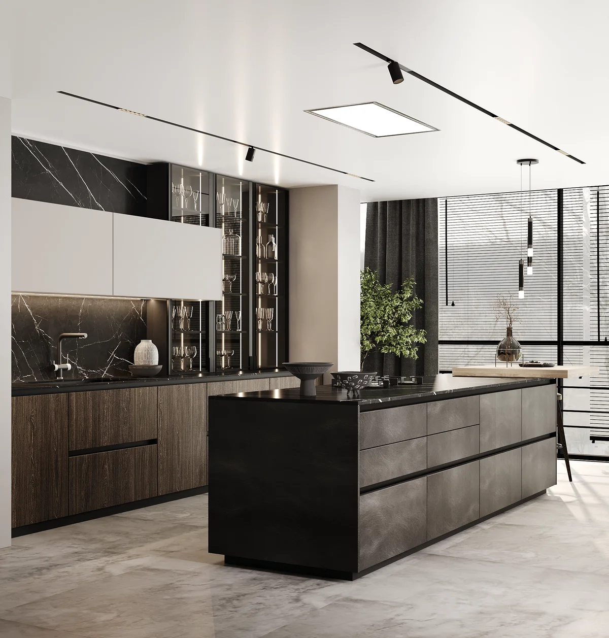 KITWOOD TEN kitchen — handleless aluminium fronts, minimalist open-plan kitchen Lebanon