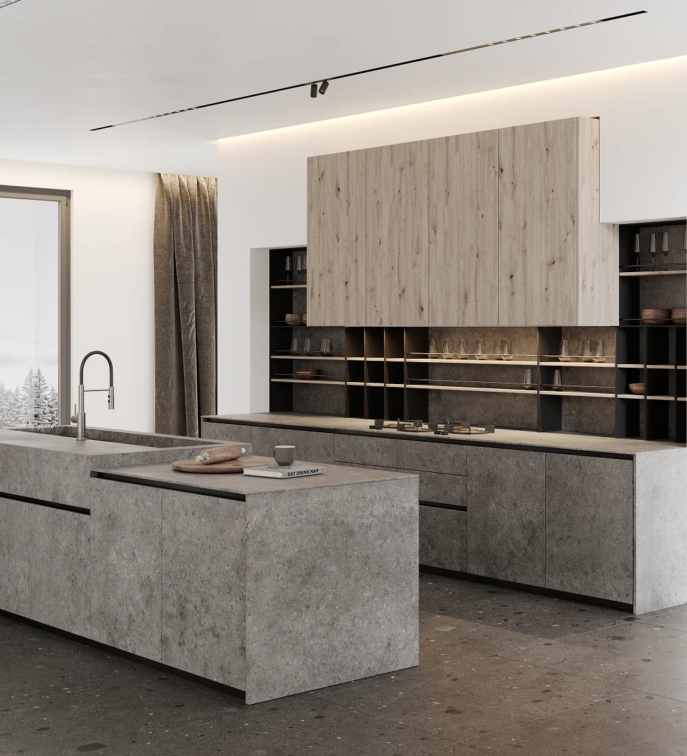 KITWOOD TWELVE modern kitchen collection — handleless cabinetry detail